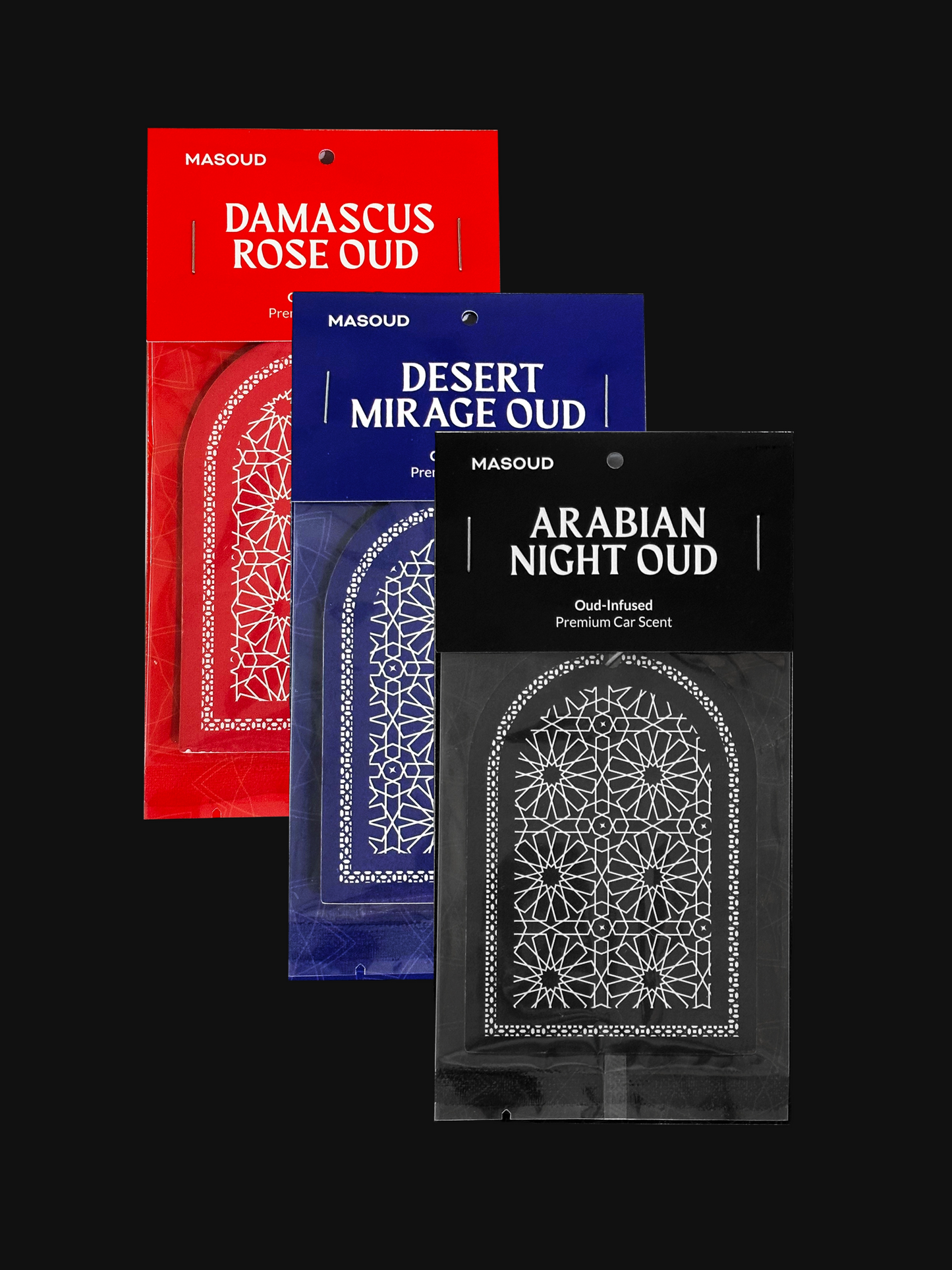 The Oud Trio - Car Scent, Packaged